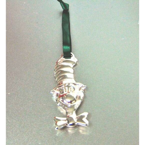 NEW Silver Plate DR SUESS CHRISTMAS TREE ORNAMENT Classic Cat In Hat Figure BOX - Picture 2 of 4